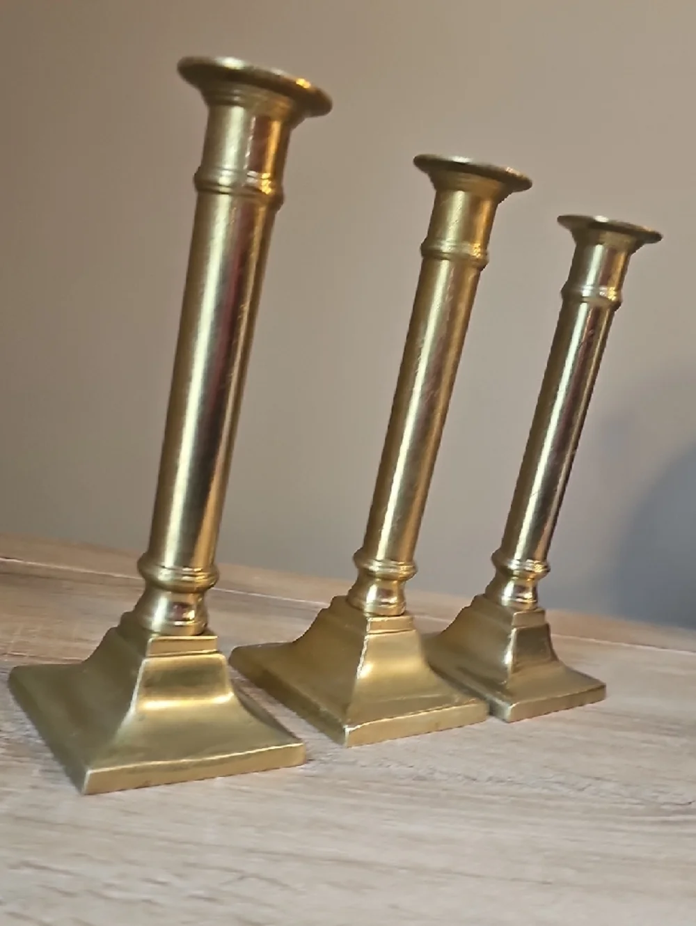 Brass Column Candlestick Set - Gold Finish